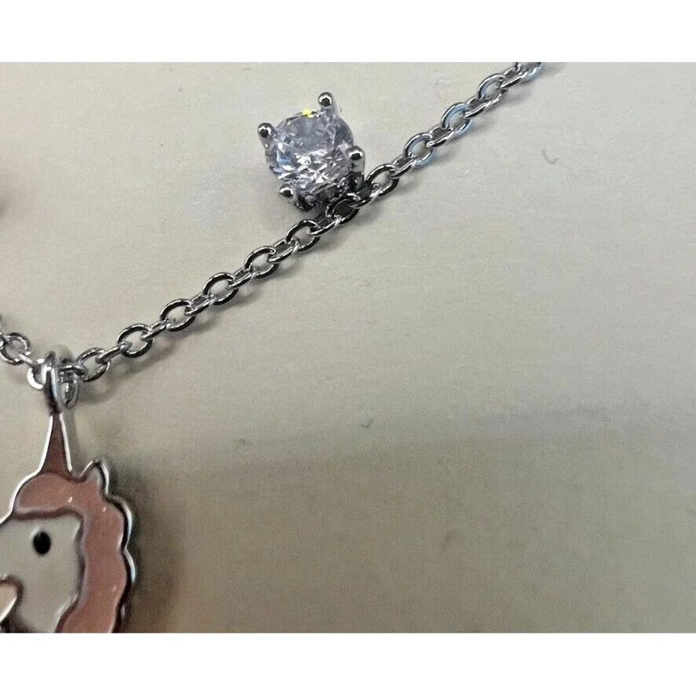 FAO Schwarz Childrens Unicorn Necklace & Earrings Set Fine Silver Plate Gift Box